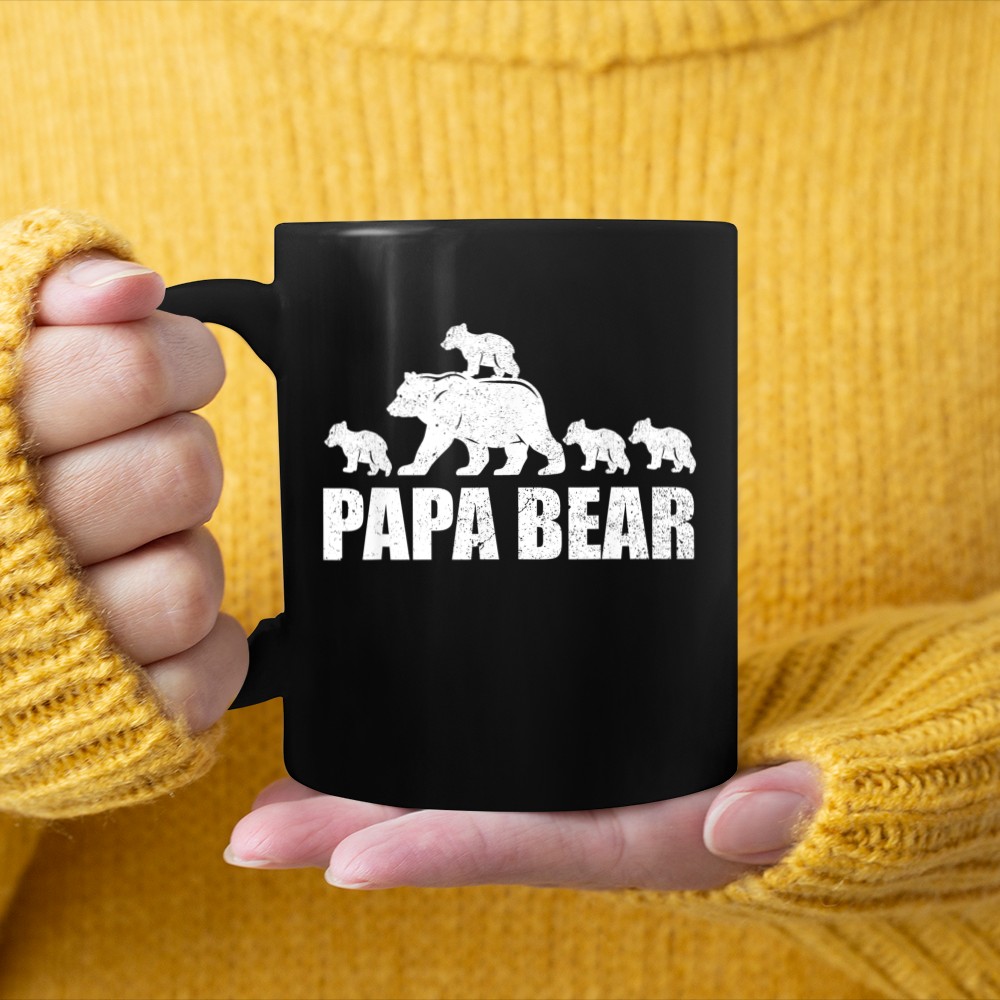 Papa Bear 4 Cubs Shirt Daddy Kids Tshirt