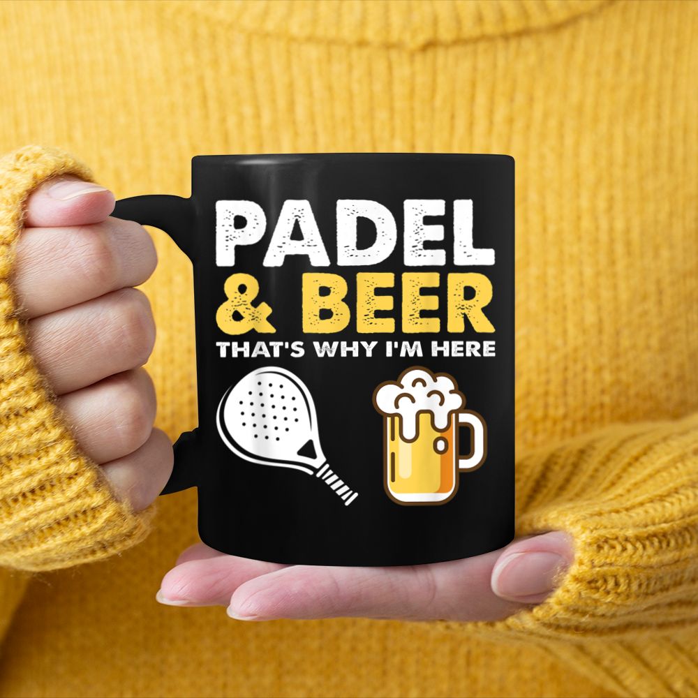 Funny padel beer that'st why i'm here padel tennis rackets Black Mug