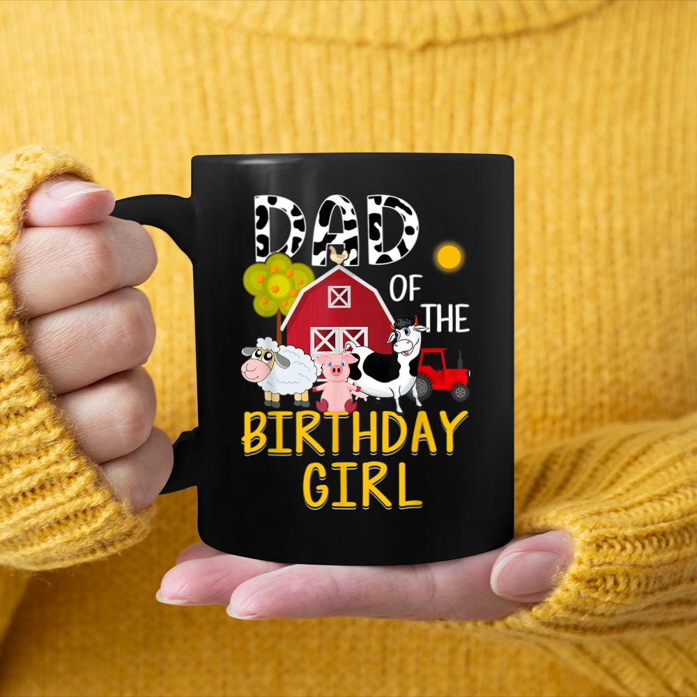 Dad Of The Birthday Girl Cow Farm Barnyard Party Black Mug