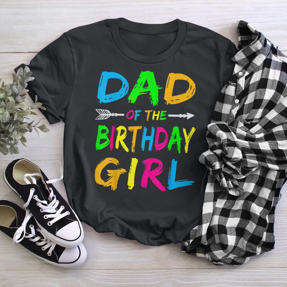 Dad of the Birthday Girl Glows Retro 80's Party Glow T-Shirt