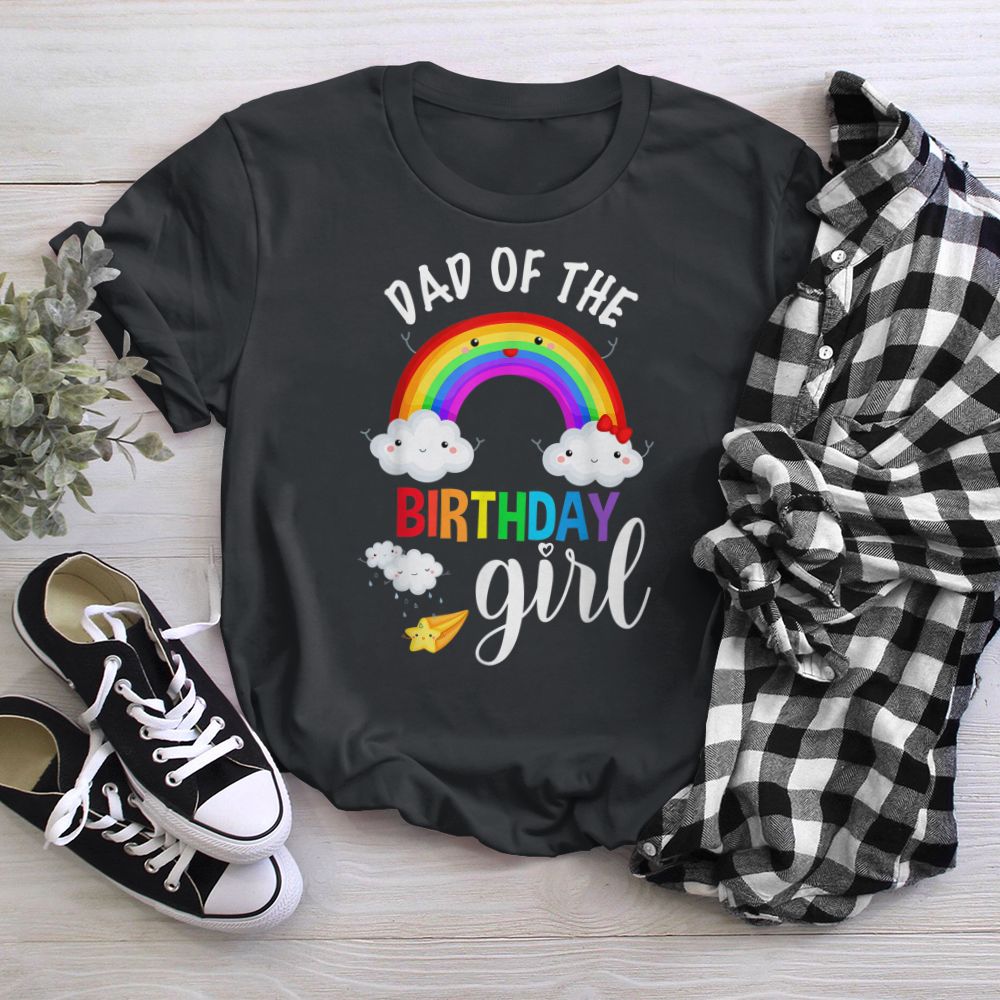 Dad of The Birthday Girl Rainbow B-Day Matching Family T-Shirt