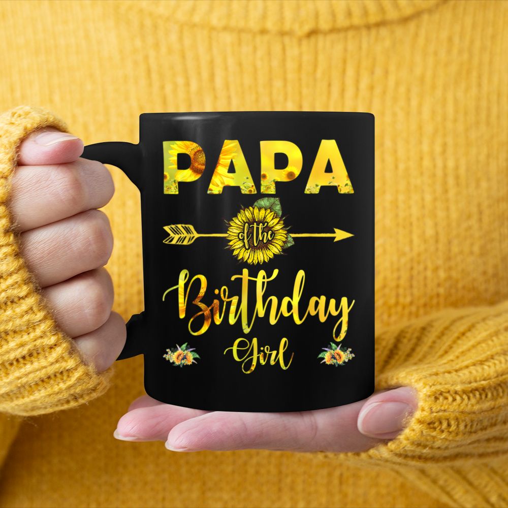 Papa Of The Birthday Girl  Dad Sunflower Black Mug