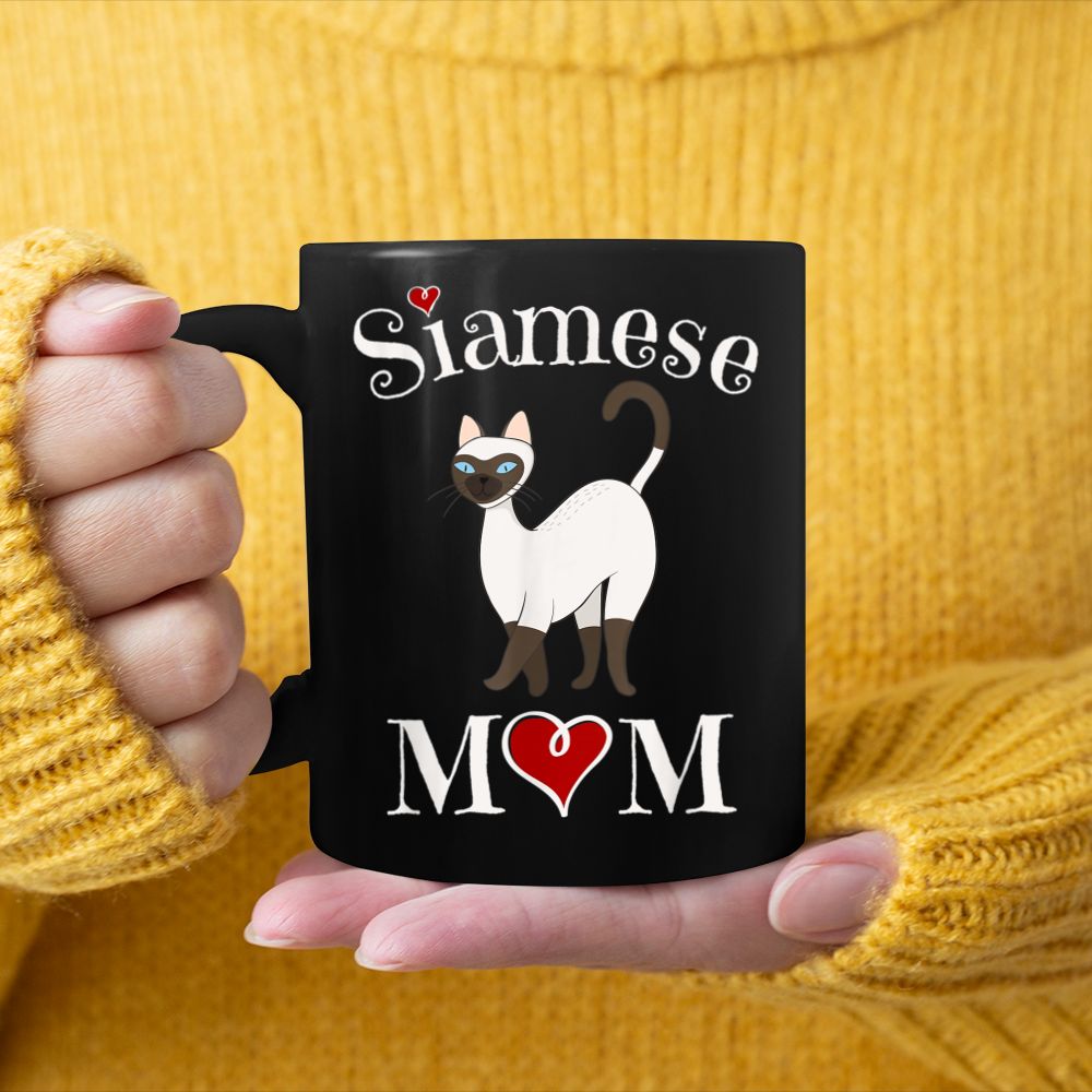 Adorable Siamese Mom, Funny Siamese Cat Mom Black Mug