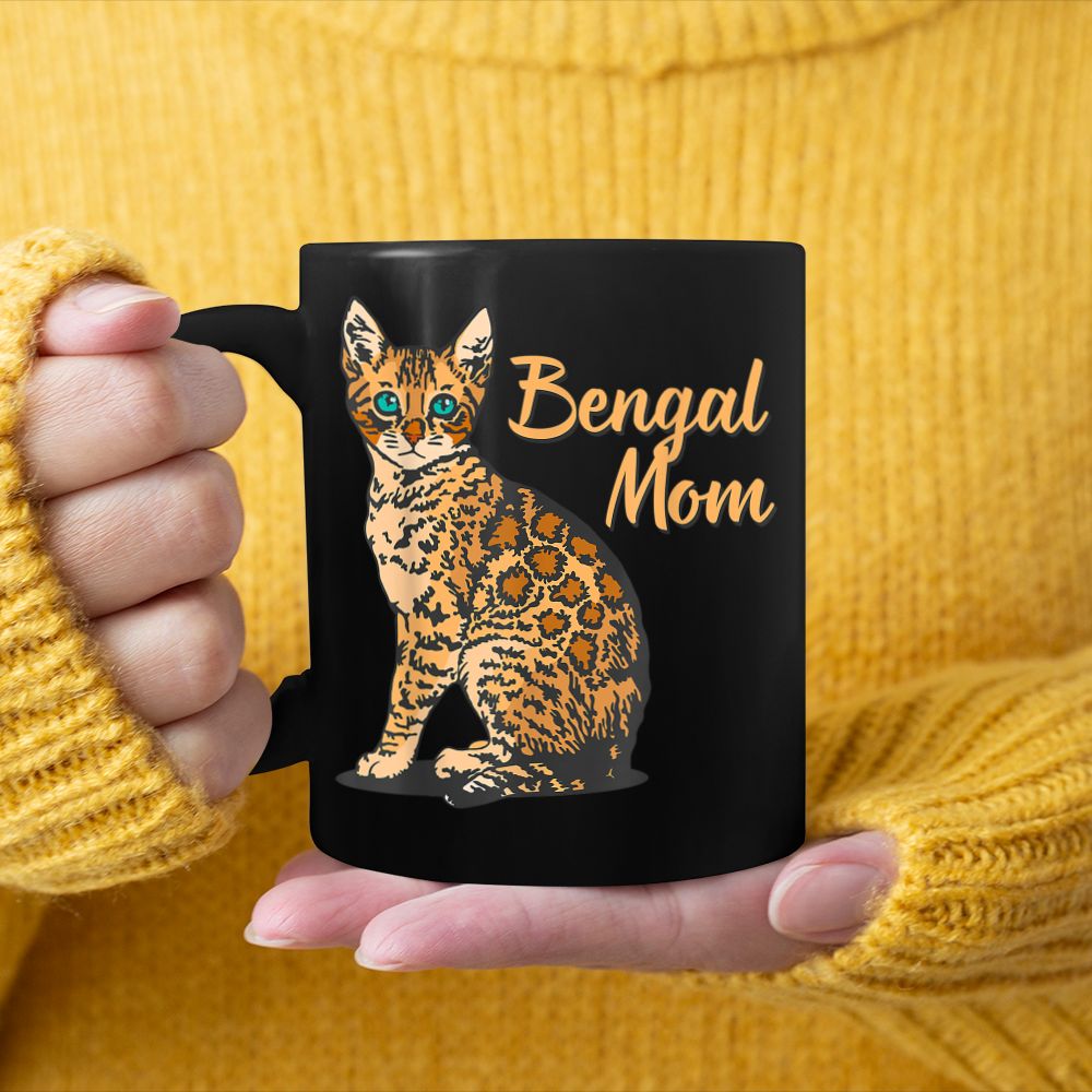Bengal Cat Mom I Mama Family Pet Friend Black Mug