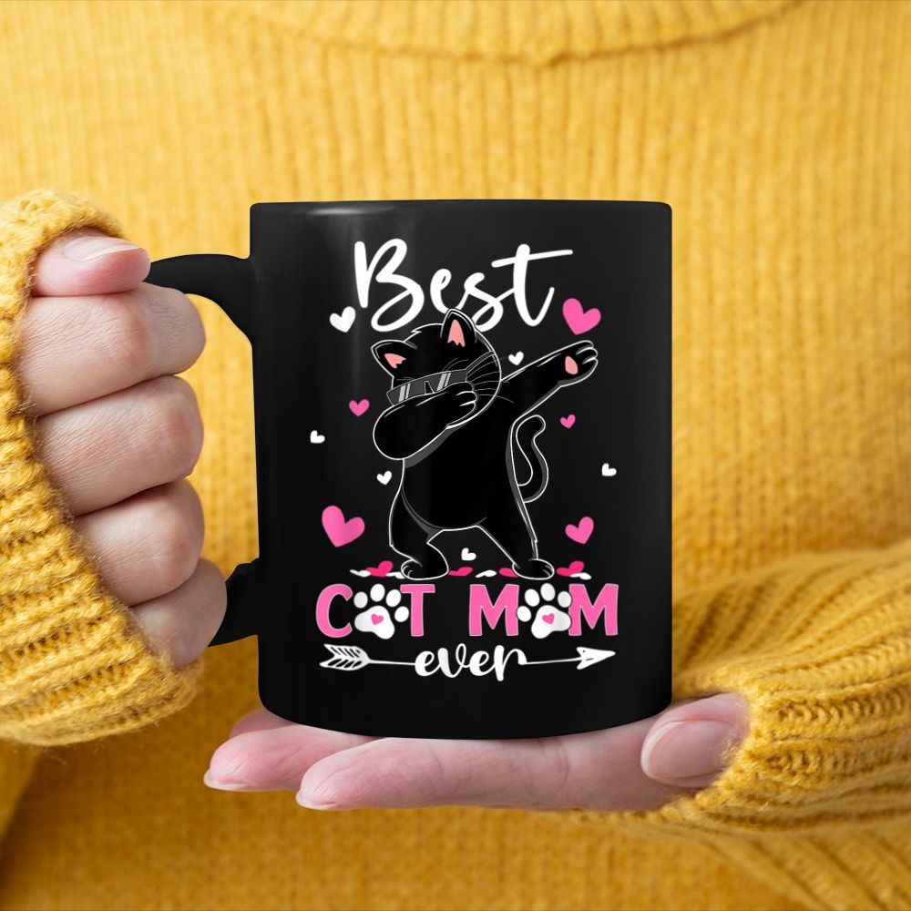 Best Cat Mom Ever Funny Dabbing Black Kitten Mothers Day Black Mug