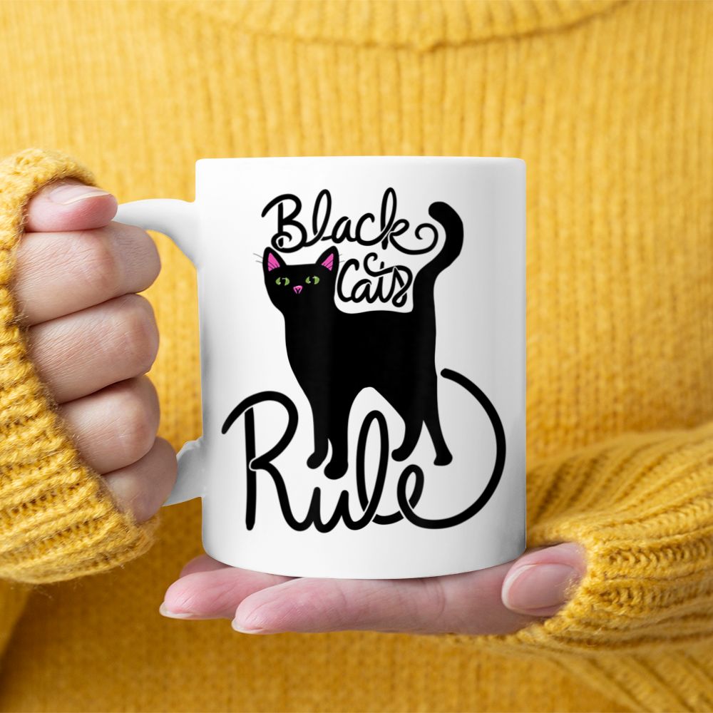 Black Cats RULE fun Black Cat Mom Cute Black Mug
