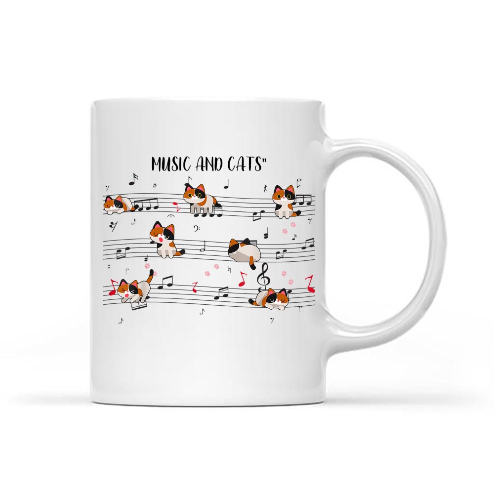 Calico Cat Playing Music Note Cats For Cat Dad Cat Mom Black Mug