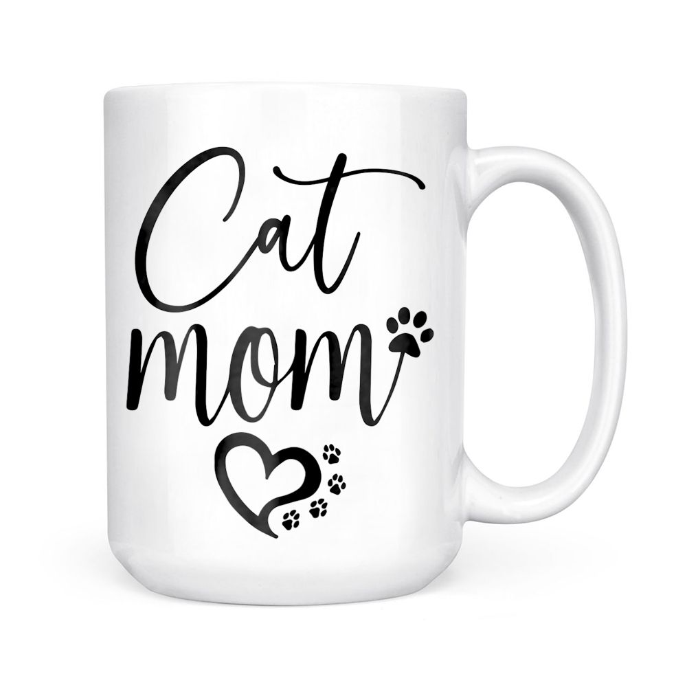Cat Mom Black Mug