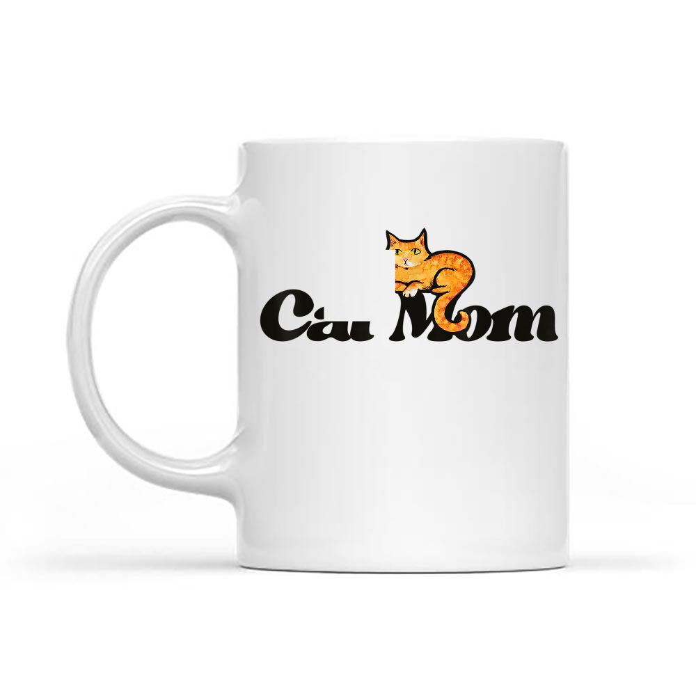 Cat Mom Caturday Designs Fun Orange Tabby Black Mug