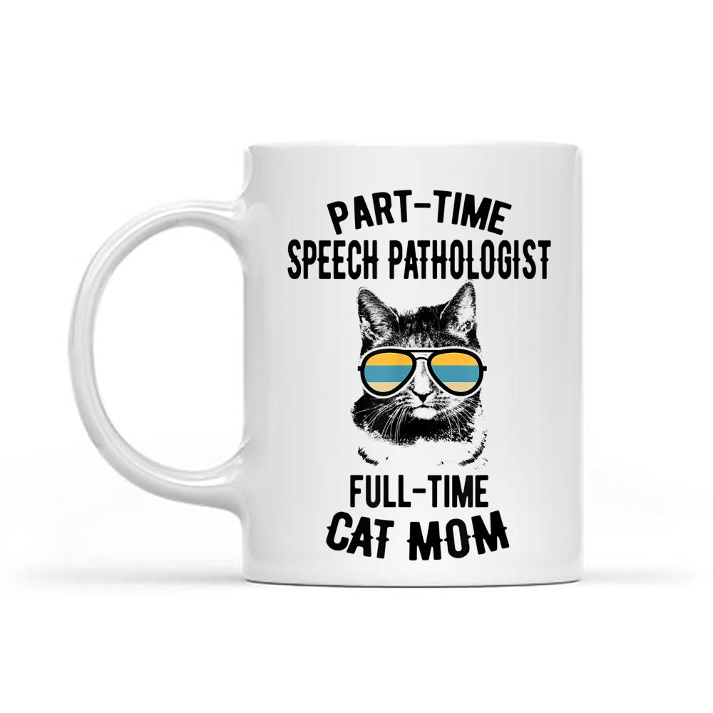 Cat Mom SLP, Funny Speech Language Pathologist Black Mug