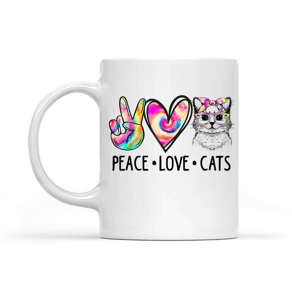 Cat Rescue Adopt A Cat Cat Mom Tie Dye Peace Love Cat Black Mug