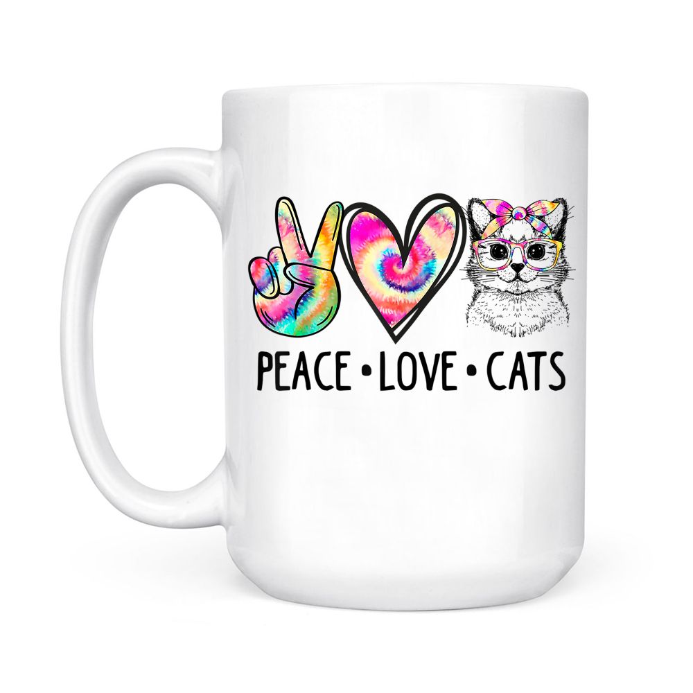 Cat Rescue Adopt A Cat Cat Mom Tie Dye Peace Love Cat Black Mug
