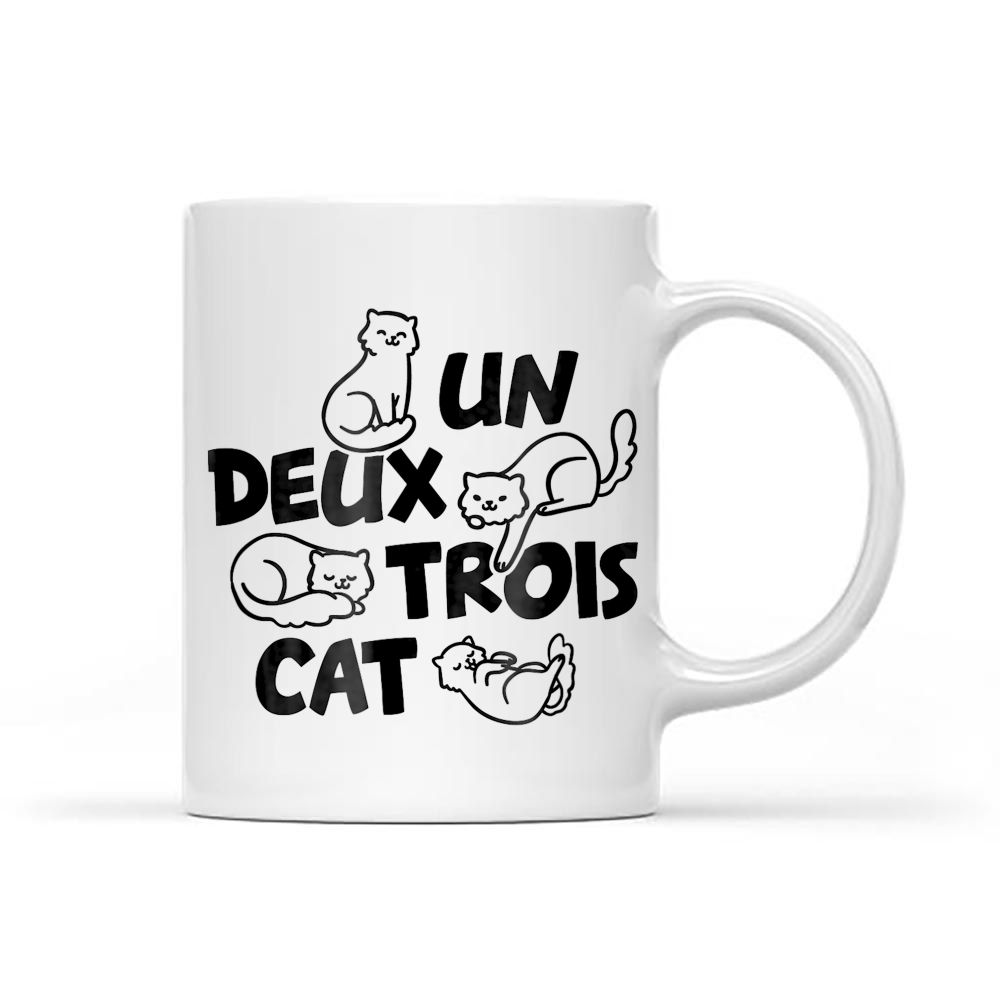 Cat Vintage Cat Lover Funny Kitten French Un Deux Trois Cat Black Mug