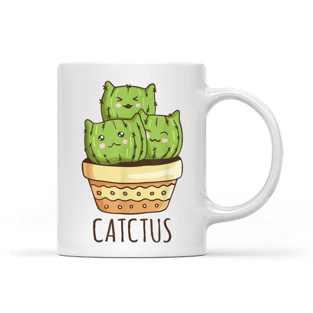Catctus Cat Kitty Kitten Funny Fun Black Mug