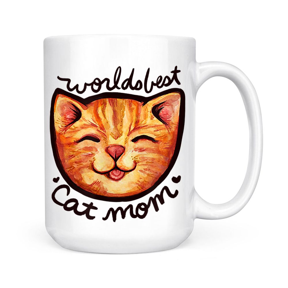 Happy Orange Tabby Cat Mom Black Mug