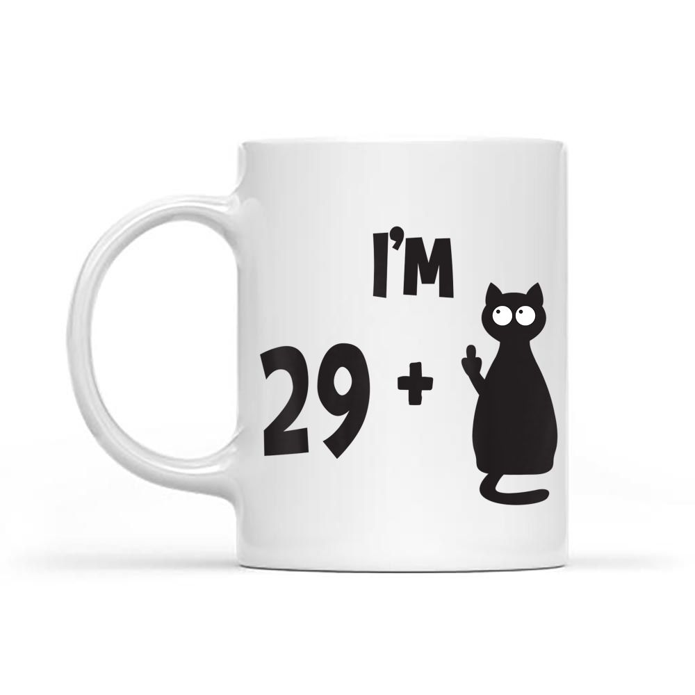 I Am Plus Middle Finger Cat Black Mug