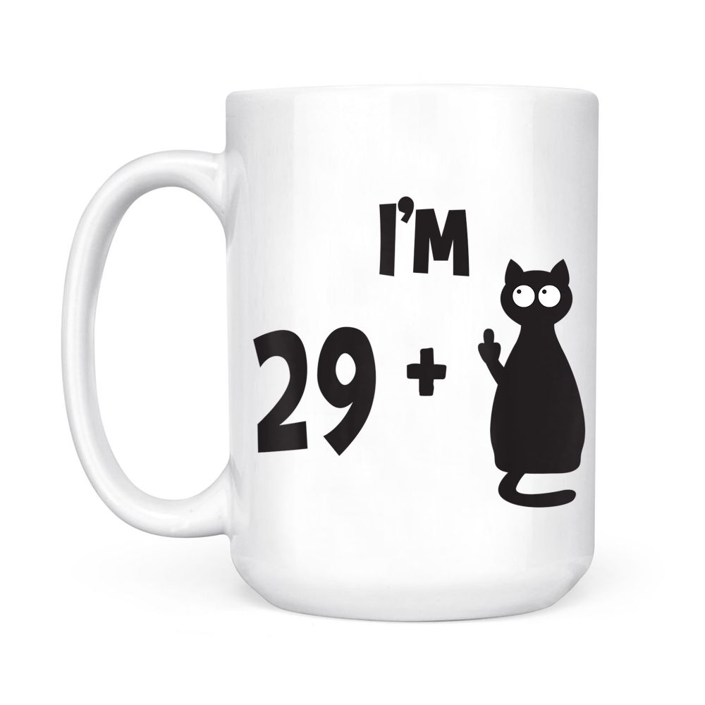 I Am Plus Middle Finger Cat Black Mug