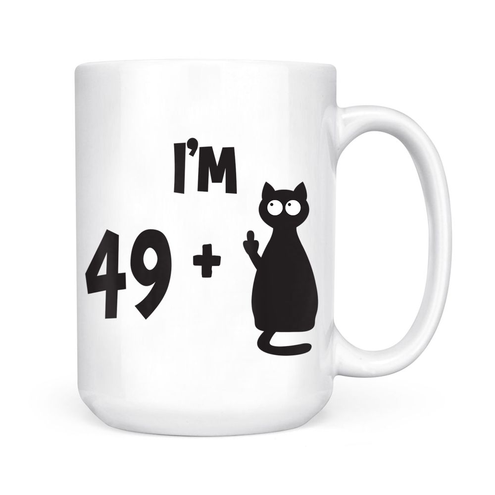 I Am 49 Plus Middle Finger Funny 50th Birthday Black Mug