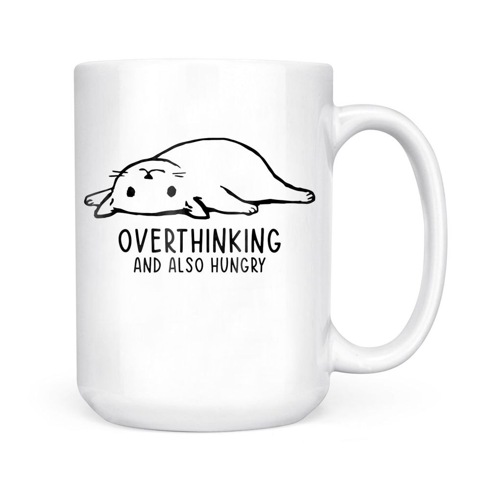 Overthinking And Ao Hungry Funny Cat Lovers Black Mug
