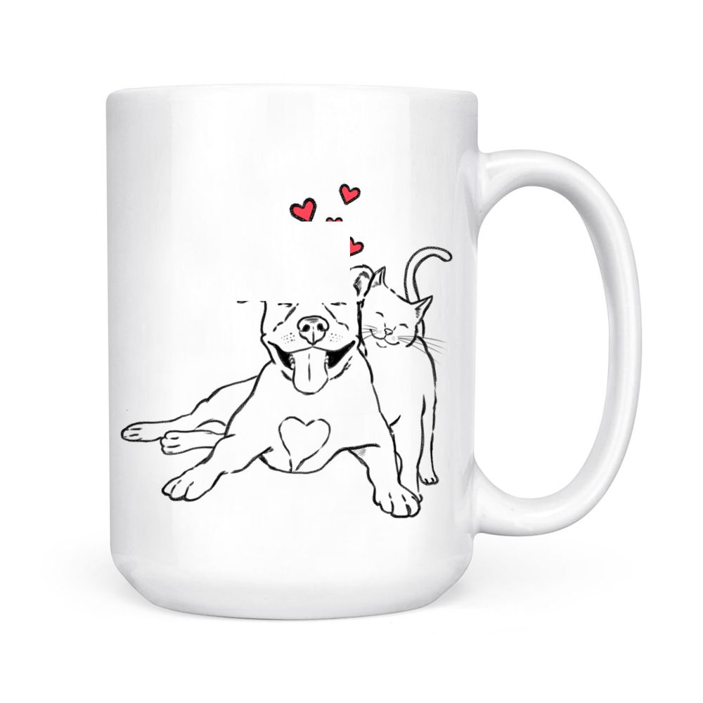 Pitties and Kitties, Dog and Cat Lover, Pitbull Mom, Cat Mom Black Mug