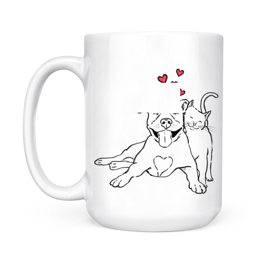Pitties and Kitties, Dog and Cat Lover, Pitbull Mom, Cat Mom Black Mug