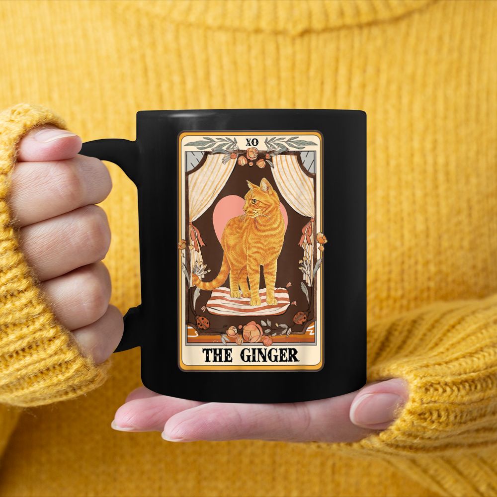 The Ginger Tarot Card Ginger Tabby Cat Ginger Cat Mom Black Mug