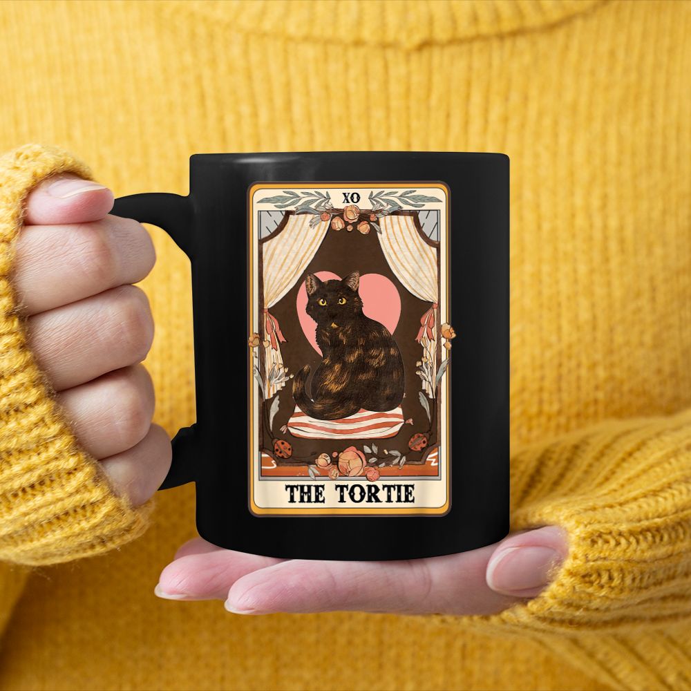 The Tortie Tarot Card Vintage Tortie Cat Tortie Mom Cat Mom Black Mug
