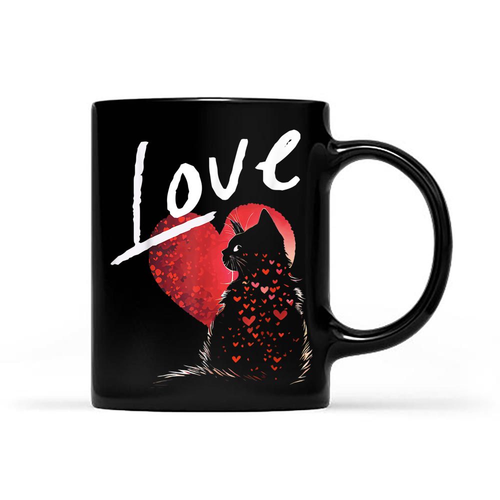 Valentine's Day Black Cat Love Cat Mom Black Mug