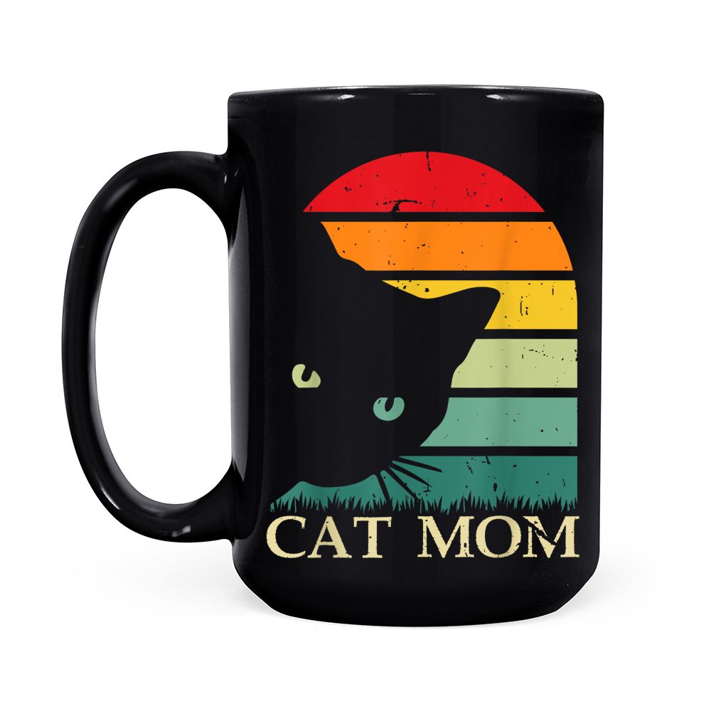 Vintage Cat Moms for-Funny Cat Mom Mother Black Mug