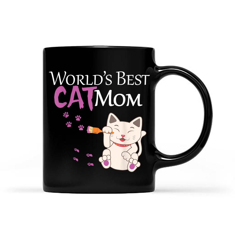 World's Best Cat Mom Cute Lady Black Mug