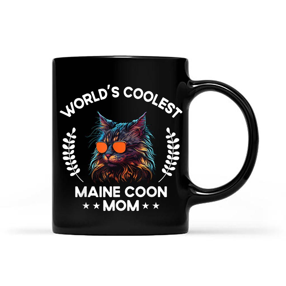 World's Coolest Cat Mom Mama - Maine Coon Cat Black Mug