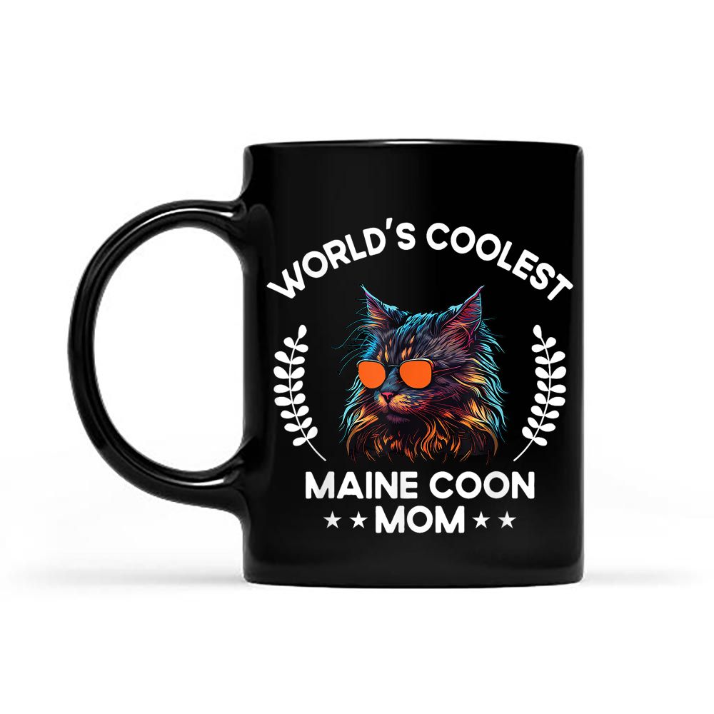 World's Coolest Cat Mom Mama - Maine Coon Cat Black Mug