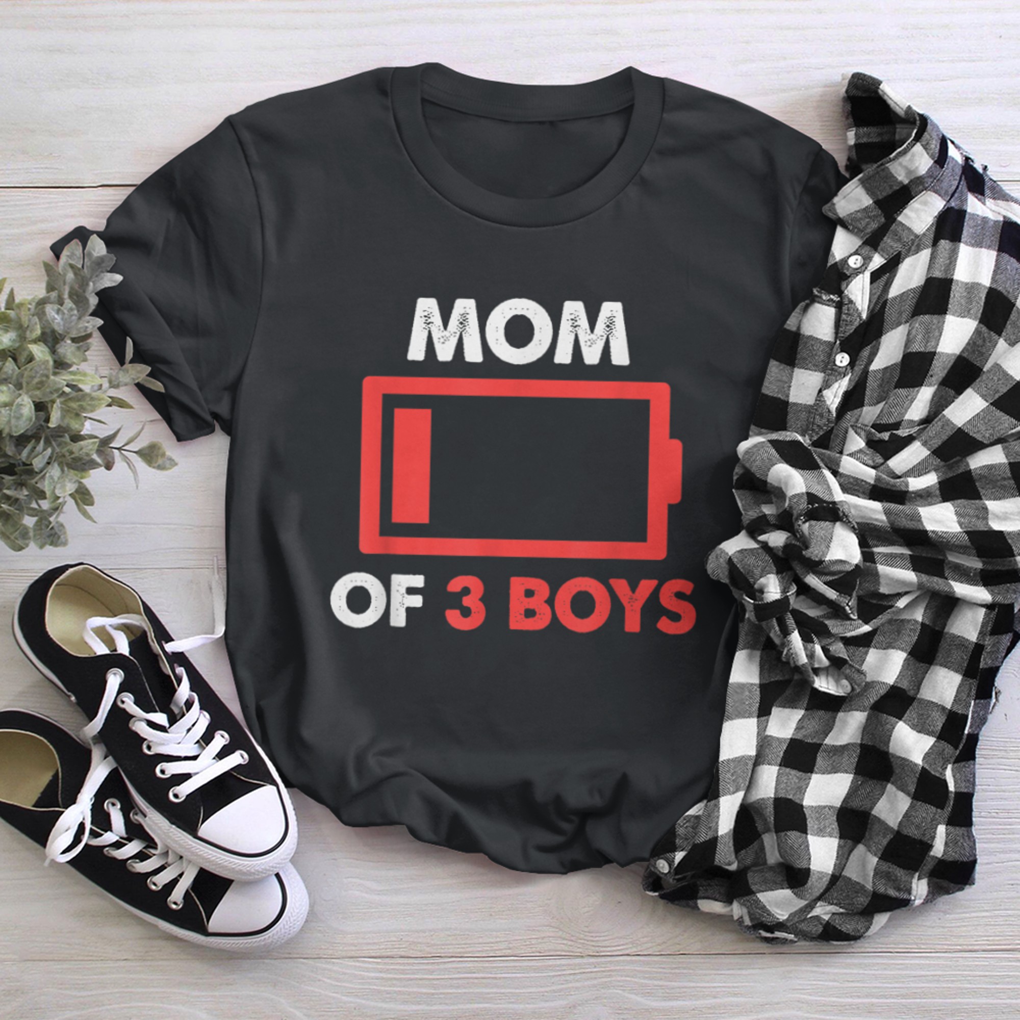 Mom of From Son Mothers Day Birthday Low Battery t-shirt black