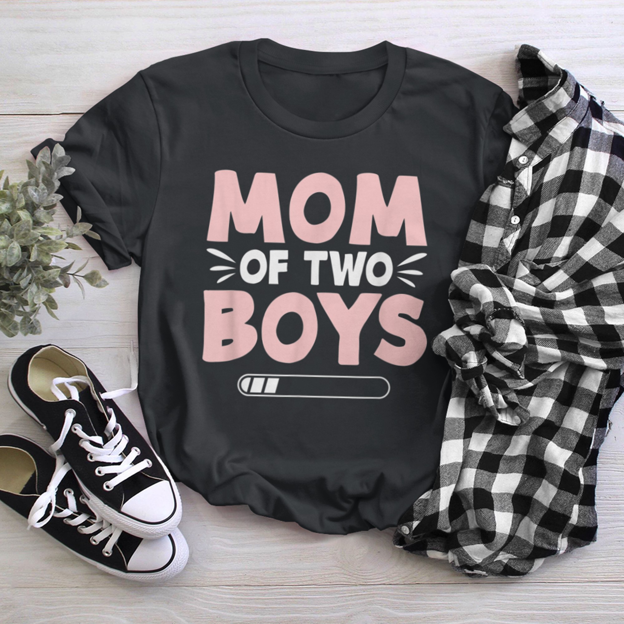 Mom Of Funny Two Son Low Battery Quote For A Mother t-shirt black