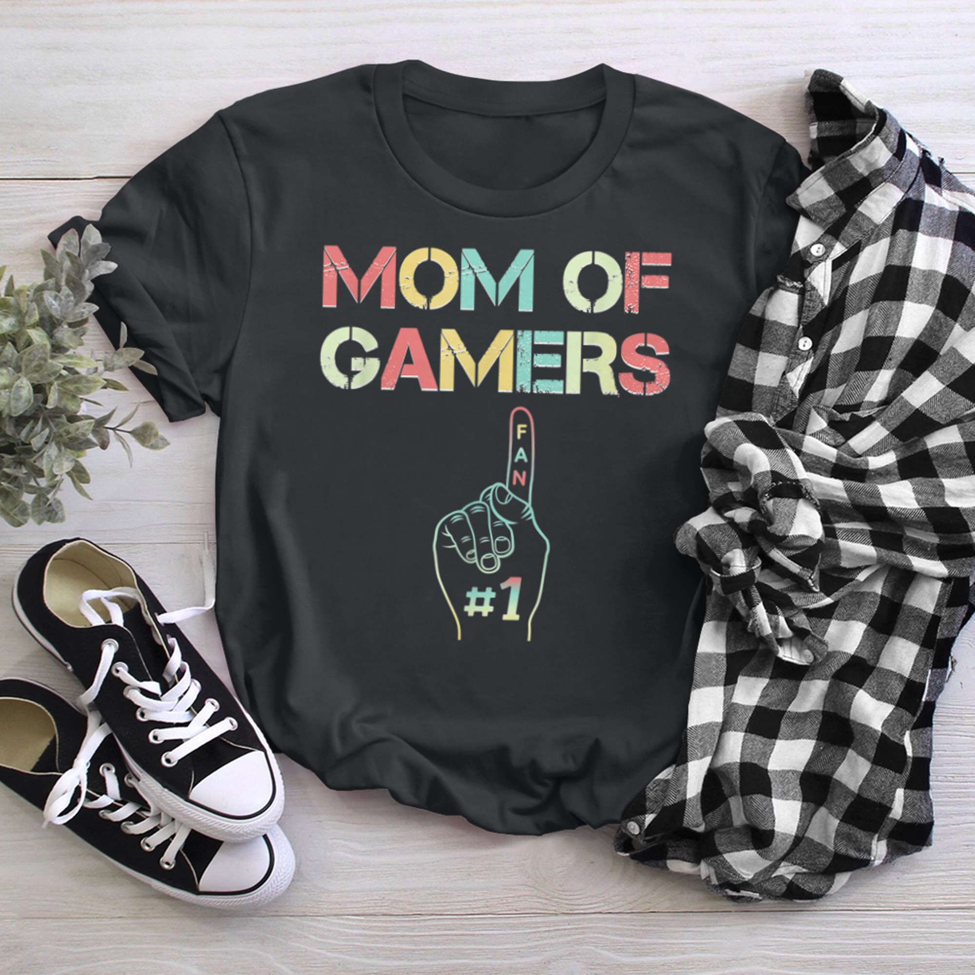 Mom of Gamers Mom Number Fan gamers funny gaming mom t-shirt black
