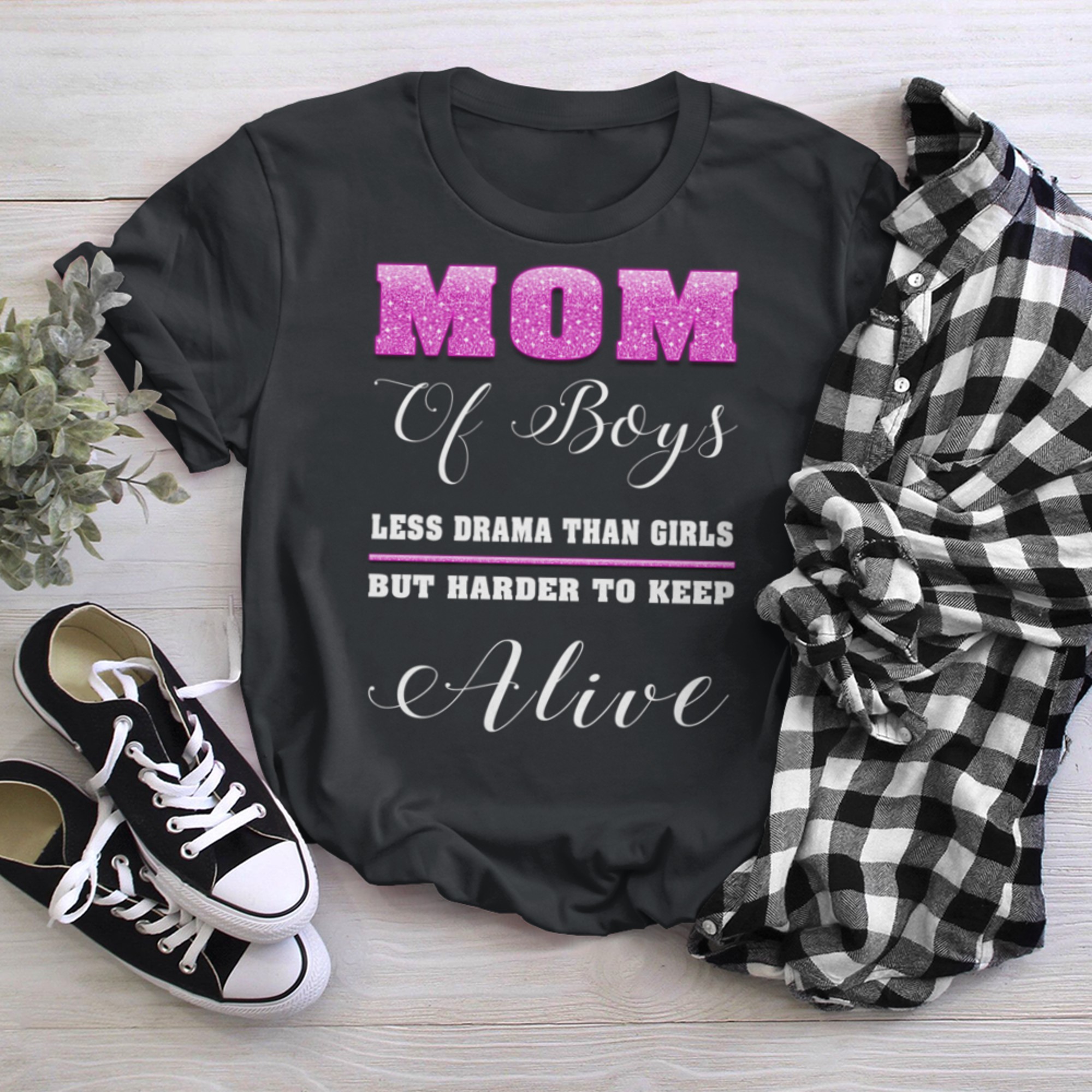 Mom Of Less Drama Than Funny t-shirt black