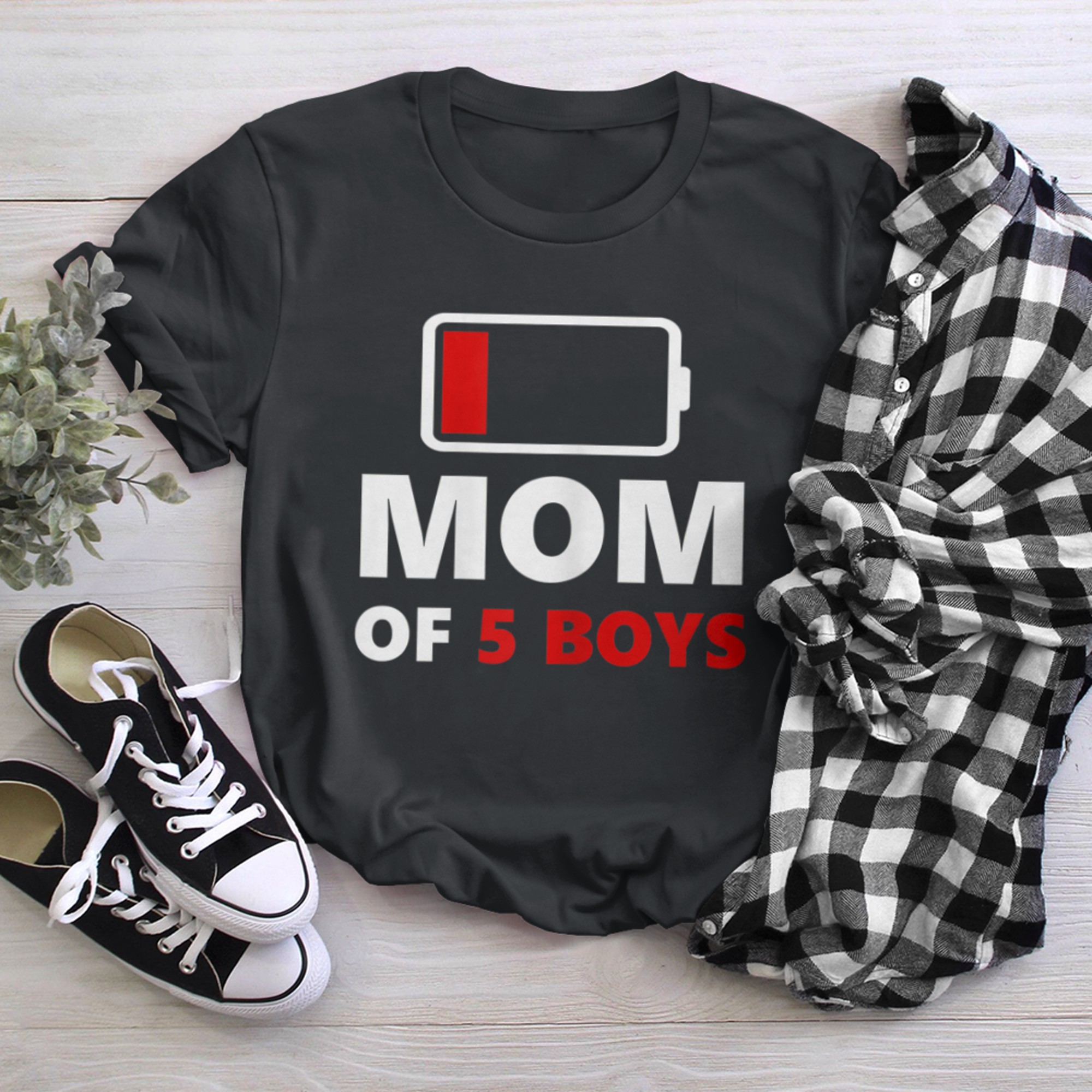 Mom Of Low Battery Funny Birthday Mothers Day t-shirt black