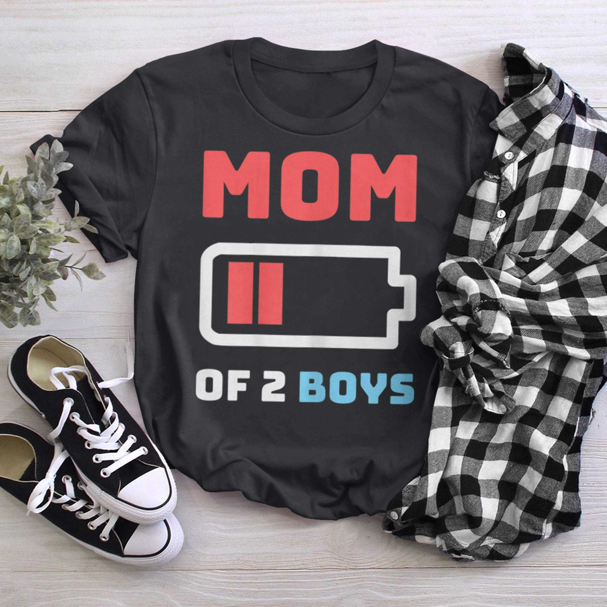 Mom of Low Battery Humor Mother's Day t-shirt black