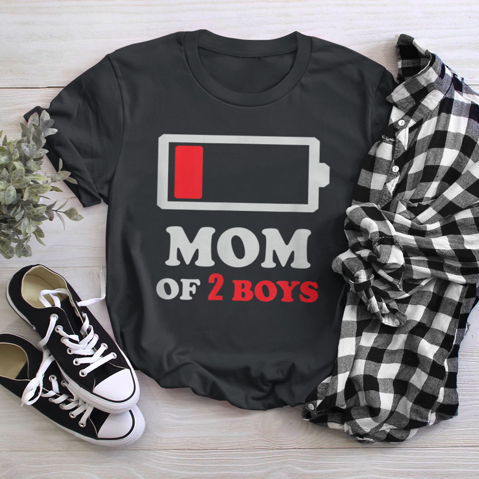 Mom of ,mom of two, mother's days t-shirt black