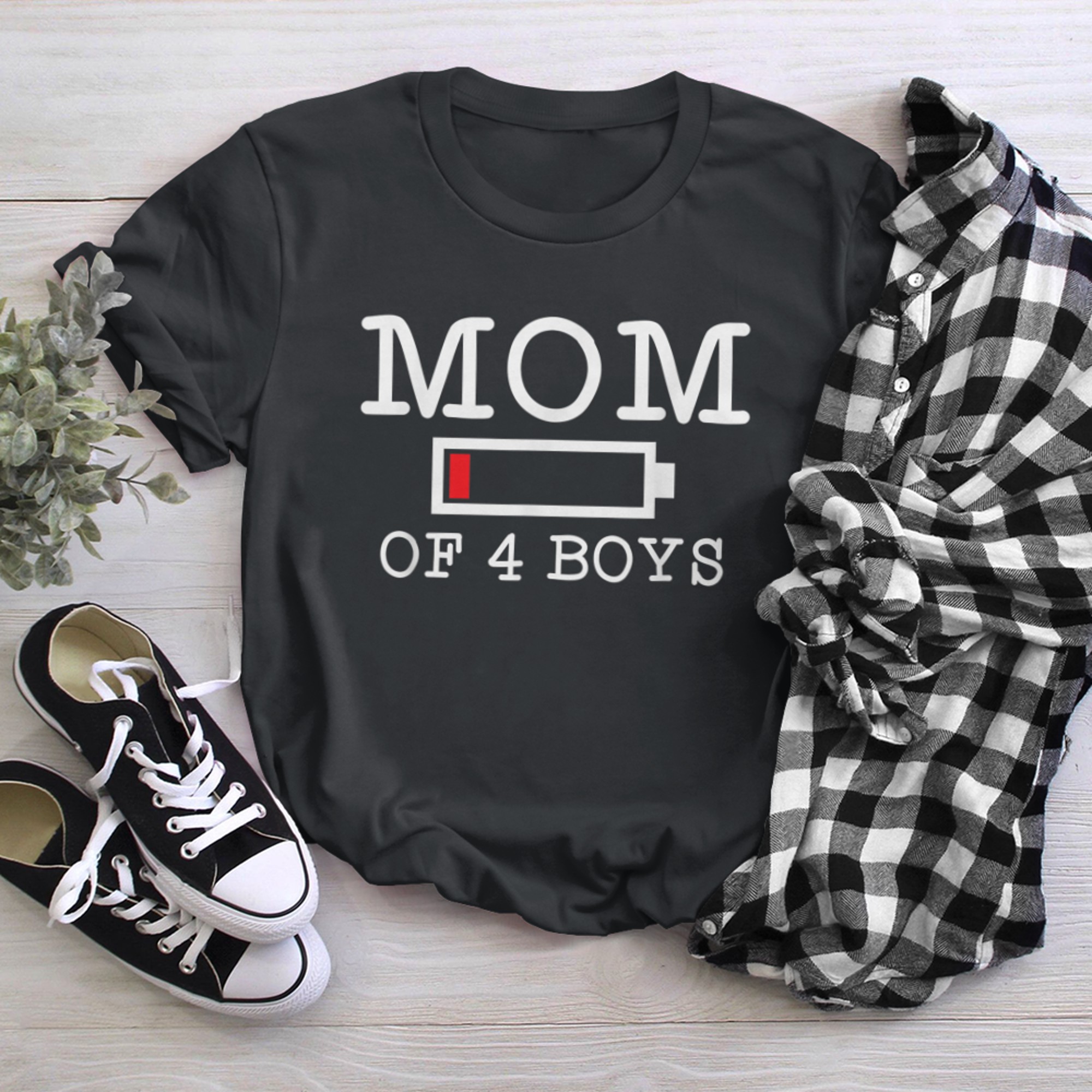 Mom of Mother's Day Four Sons t-shirt black