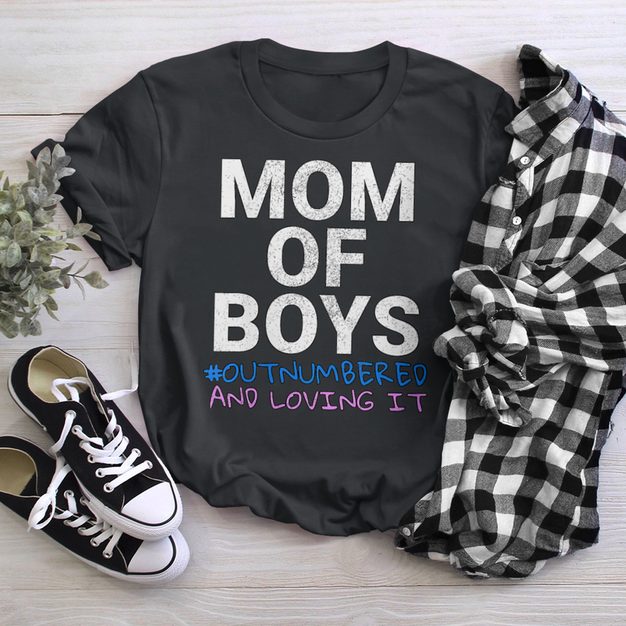 Mom of Outnumbered Birthday Mothers Day from Sons t-shirt black
