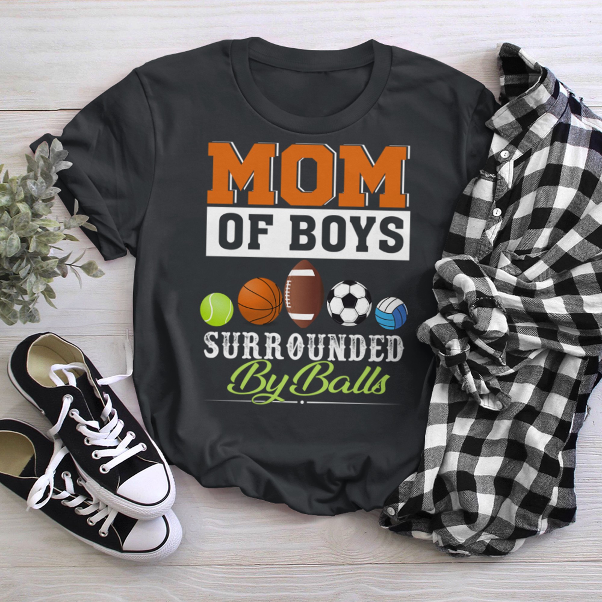Mom Of Surrounded By Balls (1) t-shirt black