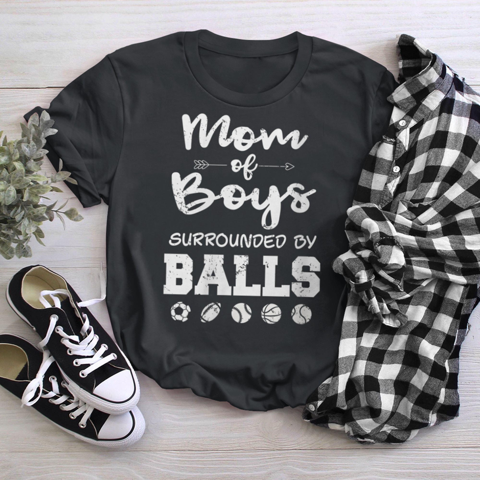 Mom Of Surrounded By Balls Funny Ball Mom t-shirt black