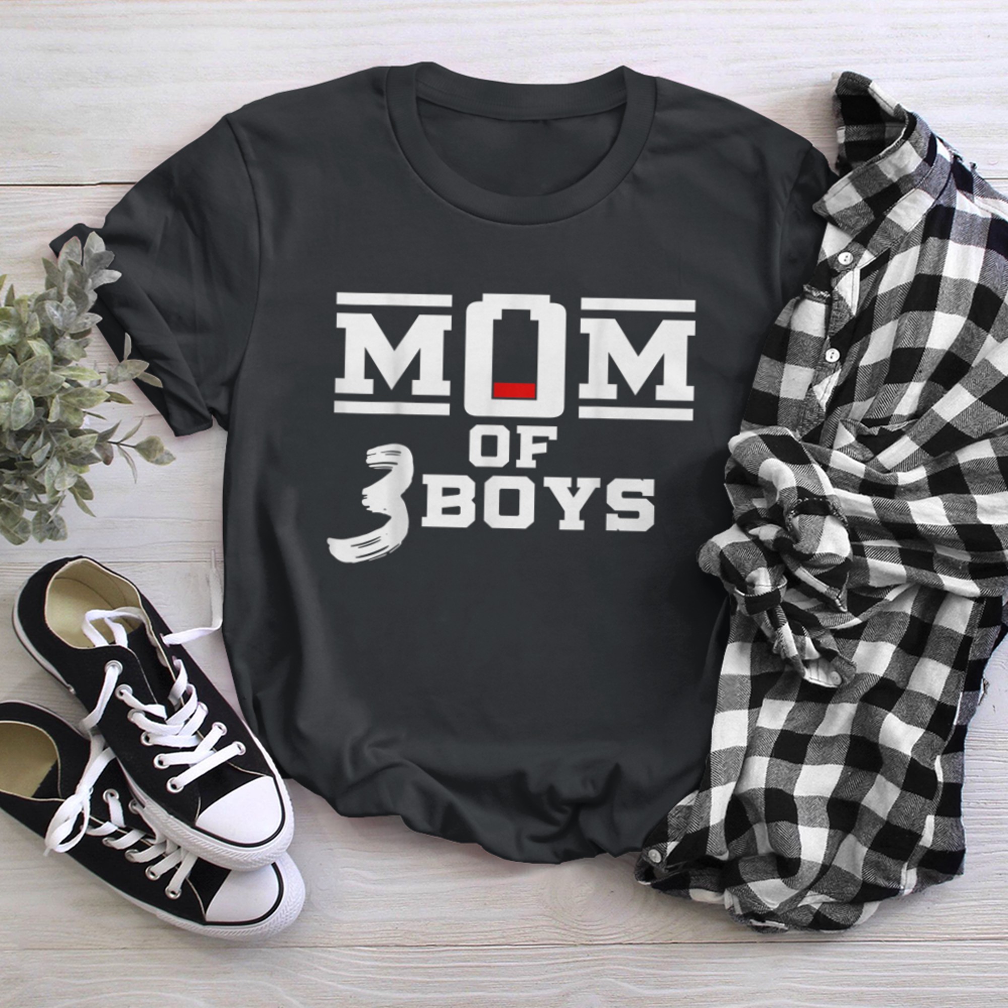 Mom Of Three Sons Fun Slogan t-shirt black