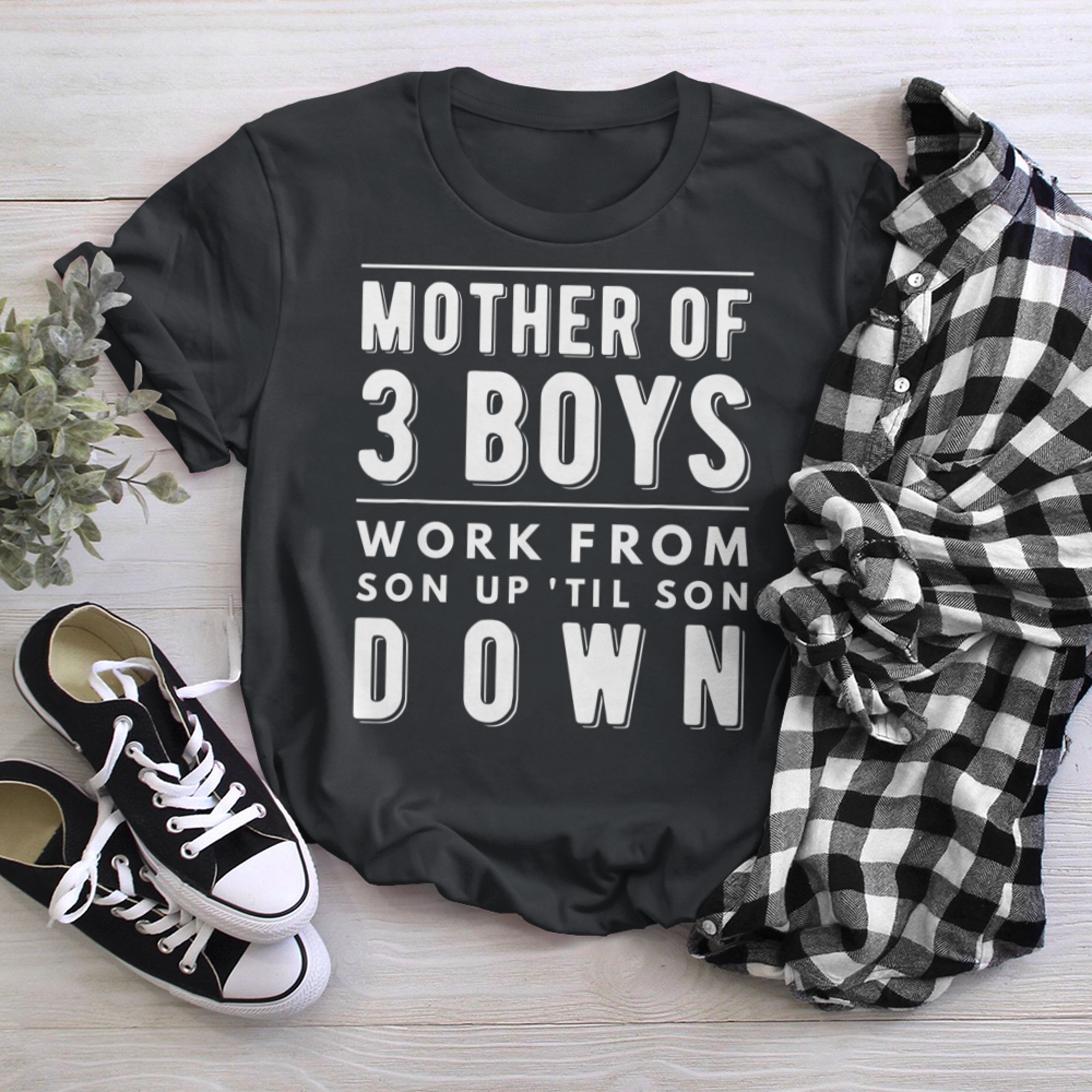 Mom Of Threes From Son Mother's Day Funny t-shirt black