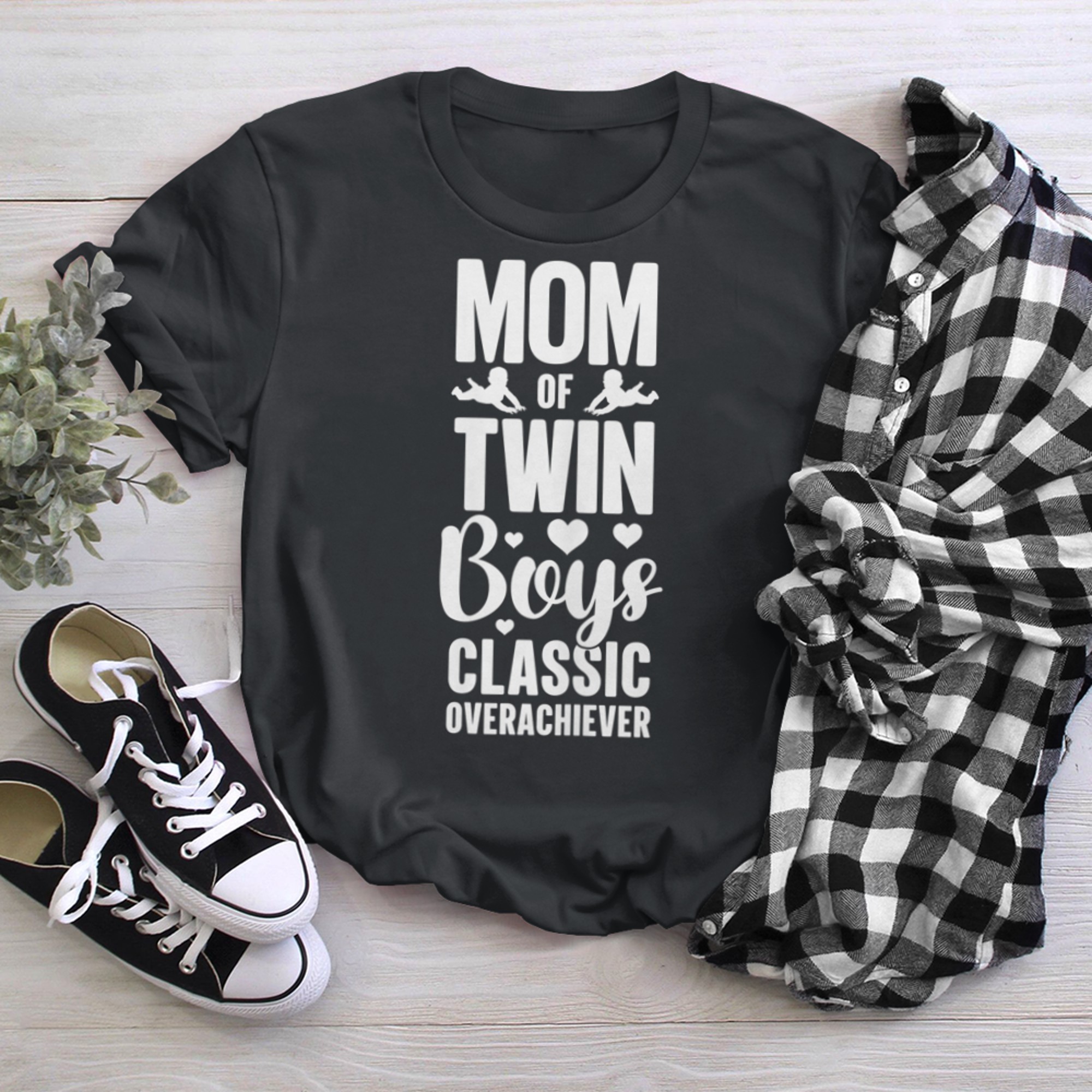 Mom Of Twin Classic Overachiever Mama Of Twin Brothers t-shirt black