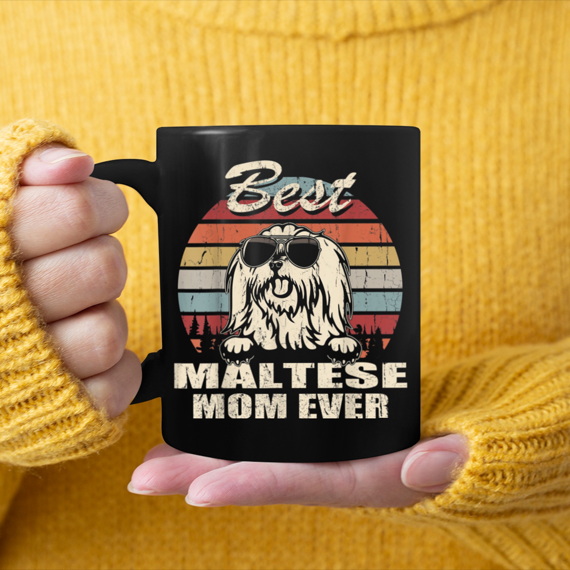 Best Maltese Mom Ever Vintage Retro Dog Mom mug black