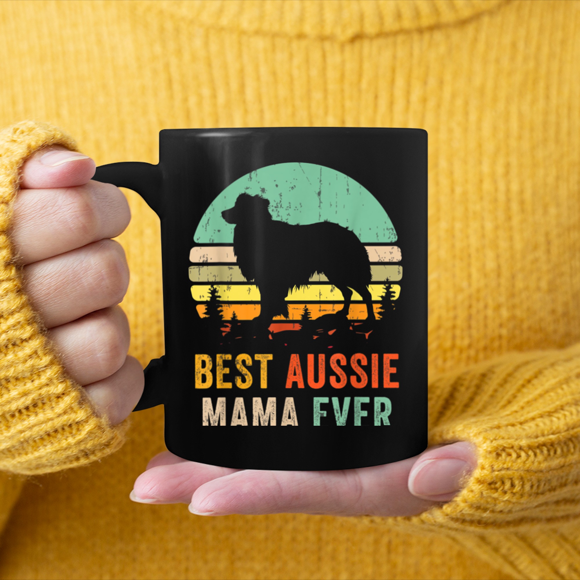 Best Mama Ever Gift Aussie Dog Mom Pet Australian Shepherd mug black