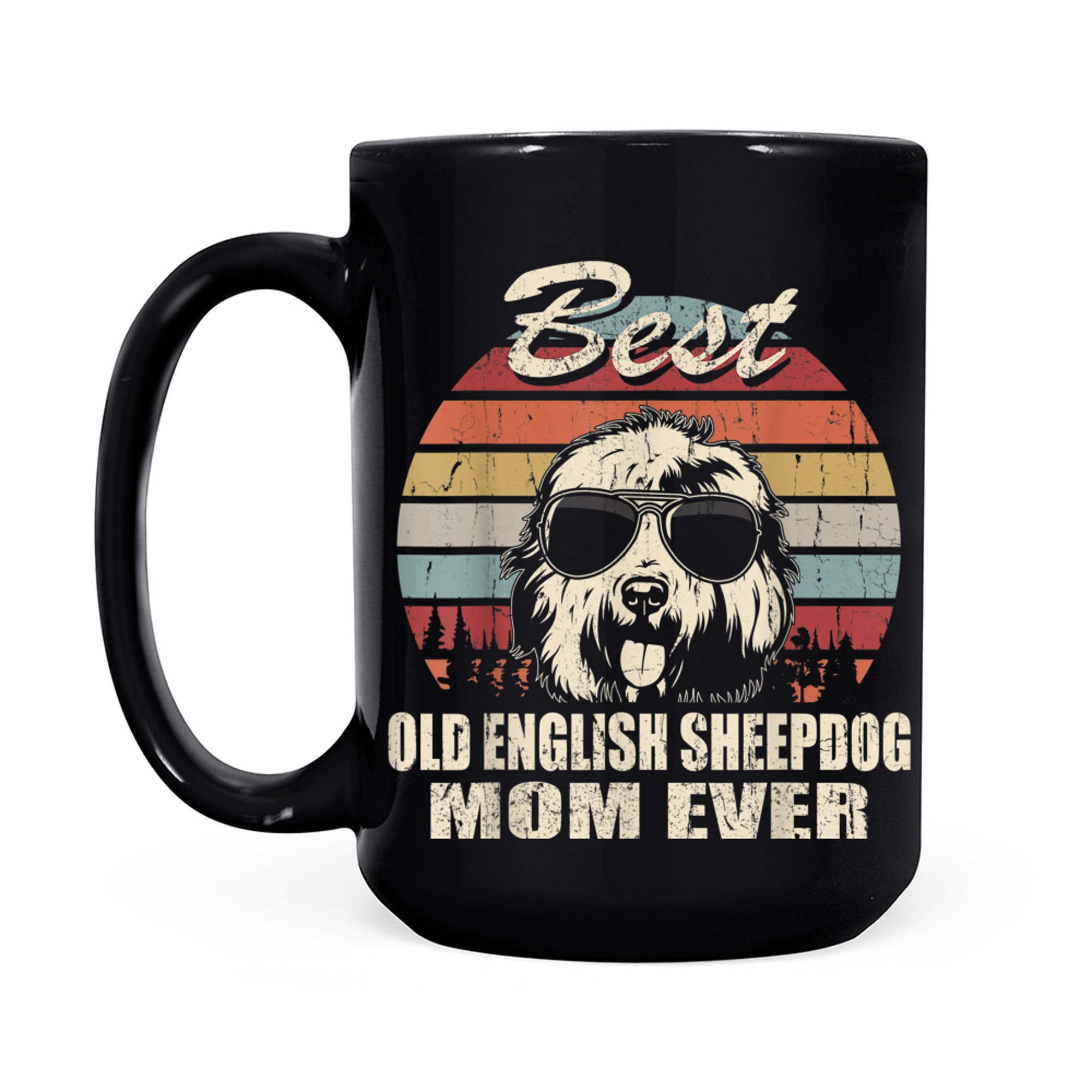 Best Old English Sheepdog Mom Ever Vintage Retro Dog Mom mug black