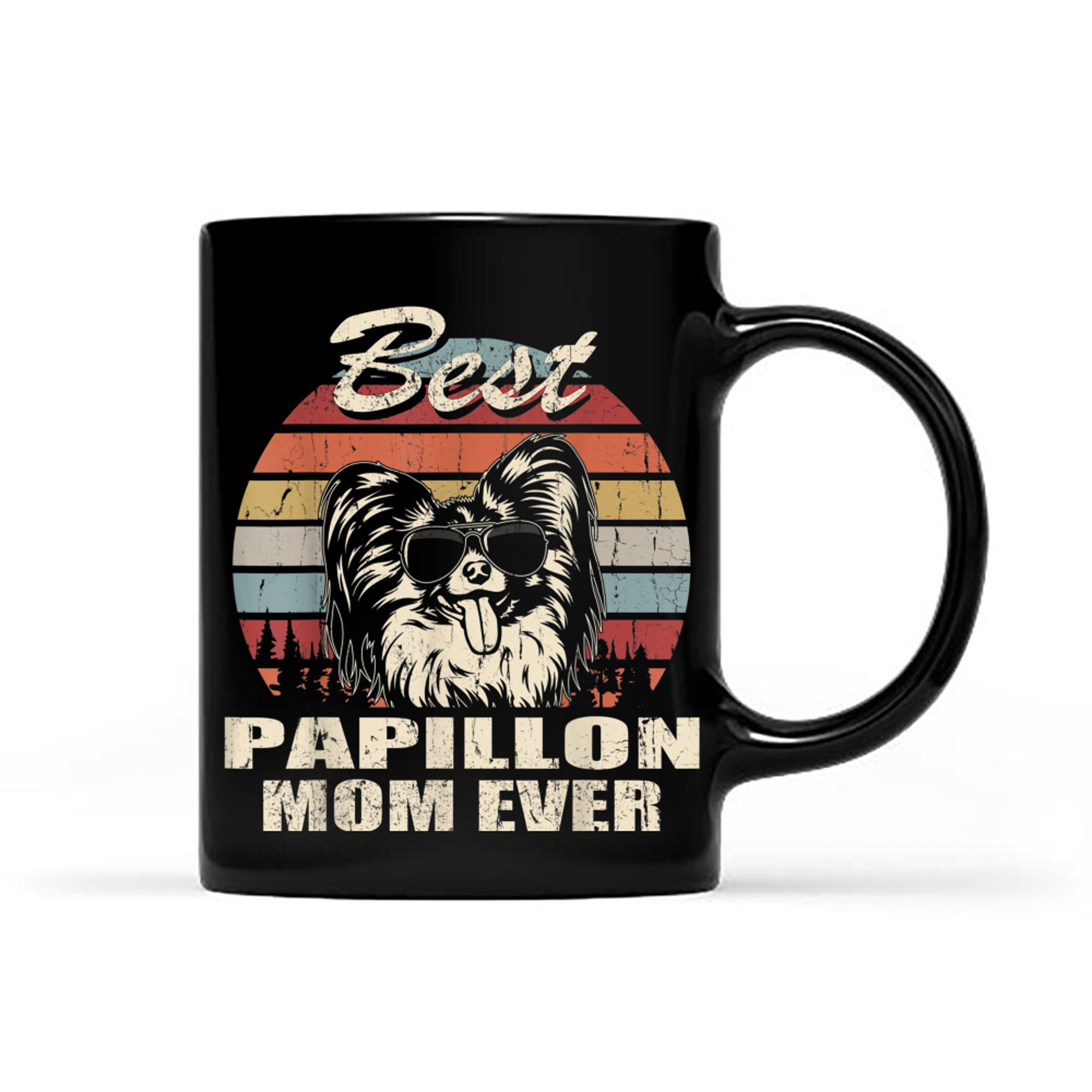 Best Papillon Mom Ever Vintage Retro Dog Mom mug black